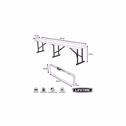 Lifetime Banc Blanc Pliable 183 x 42 x 29 cm
