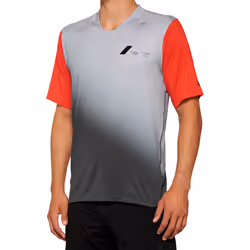 100% Celium Maillot de vélo à manches courtes, gris-rouge, taille L pour Hommes