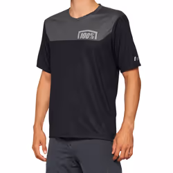 100% Airmatic Maillot de vélo à manches courtes, noir-gris, taille XL pour Hommes