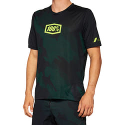 100% Airmatic LE Maillot de vélo à manches courtes, noir-vert, taille S pour Hommes
