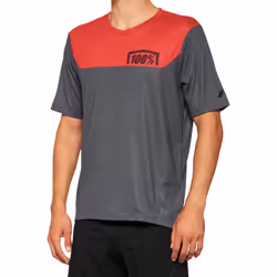 100% Airmatic Maillot de vélo à manches courtes, gris-rouge, taille L pour Hommes