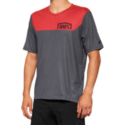 100% Airmatic Maillot de vélo à manches courtes, gris-rouge, taille L pour Hommes