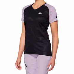 100% Airmatic Black/Lavender Maillot de vélo à manches courtes pour dames, noir-pourpre, taille XL pour Femmes