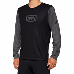 100% Airmatic Maillot de vélo à manches longues, noir-gris, taille L pour Hommes