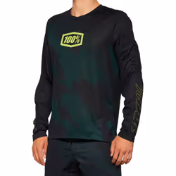 100% Airmatic LE Maillot de vélo à manches longues, noir-vert, taille S pour Hommes