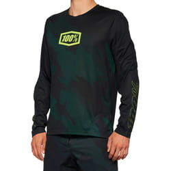100% Airmatic LE Maillot de vélo à manches longues, noir-vert, taille S pour Hommes