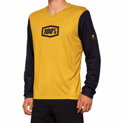 100% Airmatic Maillot de vélo à manches longues, noir-jaune, taille L pour Hommes