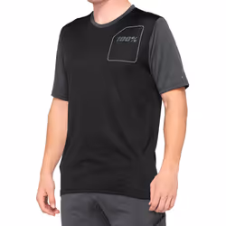100% Ridecamp Maillot de vélo à manches courtes, noir-gris, taille L pour Hommes