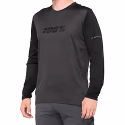 100% Ridecamp Maillot de vélo à manches longues, noir-gris, taille M pour Hommes