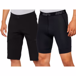 100% Ridecamp Shorts de vélo, noir, taille 38 pour Hommes