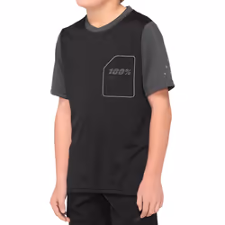100% Ridecamp Maillot de vélo à manches courtes pour les jeunes, noir-gris, taille S