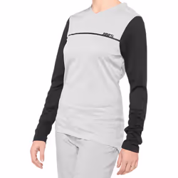 100% Ridecamp Maillot de vélo à manches longues pour dames, noir-gris, taille XL pour Femmes