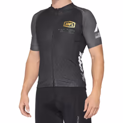 100% Exceeda Maillot de vélo à manches courtes, noir-gris, taille XL pour Hommes