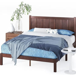 Zinus Adrian Cadre de lit en bois 31 cm avec tête de lit Sommier en bois massif Support à lattes en bois Assemblage facile