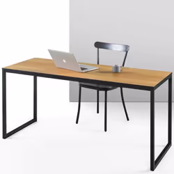 Zinus Jennifer Table de bureau 119x61x73 cm - Bureau en métal et bois - Table polyvalente - Marron clair et noir