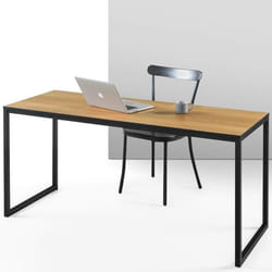 Zinus Jennifer Table de bureau 119x61x73 cm - Bureau en métal et bois - Table polyvalente - Marron clair et noir