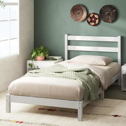 Zinus Robin Lit 80 x 190 cm - Structure de lit à Plateforme en Bambou Durable avec tête de lit - Blanc