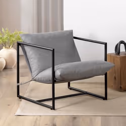 Fauteuil à structure en métal avec coussins Gris Clair 78×78×69 cm ZINUS AIDAN