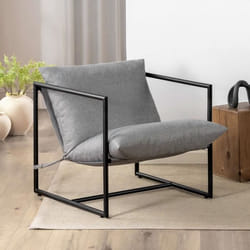 Fauteuil à structure en métal avec coussins  Gris Clair  78×78×69 cm  ZINUS  AIDAN