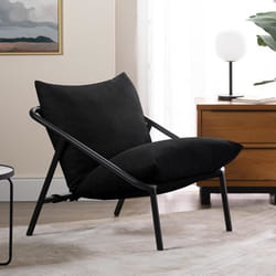 Fauteuil dAppoint Ada 79 x 69 x 79 cm - Structure en Métal avec Coussins en Mousse - Noir - Zinus