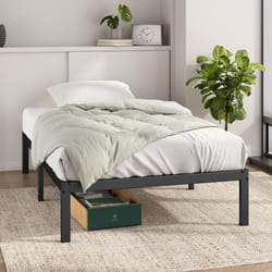 Lit plateforme - ZINUS - Elias - 90x190 cm - Hauteur 36 cm - Rangement sous le lit - Noir