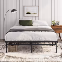 Zinus Justin Lit 140 x 200 cm avec Espace de Rangement sous Le lit Plateforme en métal Noir