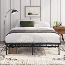 Zinus Justin Lit 140 x 200 cm avec Espace de Rangement sous Le lit Plateforme en métal Noir