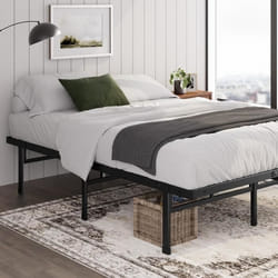 Zinus Justin Lit 90 x 190 cm - 36 cm de Hauteur avec Rangement sous Le lit - Lit Plateforme en métal Noir