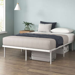 Zinus - Noah Lit 2 personnes, Lit 140x190 cm, Cadre de lit en métal - Lit pliable avec des lattes, Hauteur 35 cm, Blanc