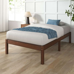 Zinus - Emma Lit 1 personne, Lit 90x190 cm, Cadre de lit en bambou et bois, Hauteur 28 cm, Design Écologique et Durable, Marron