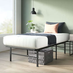 Zinus - Rumi Lit 1 personne, Lit 90x190 cm, Cadre de Lit en Métal, 33 cm de Hauteur, Lit Plateforme avec lattes en Métal, Noir