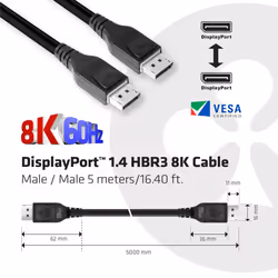 CLUB3D DisplayPort 1.4 HBR3 8K Cable M/M 5m /16.40ft