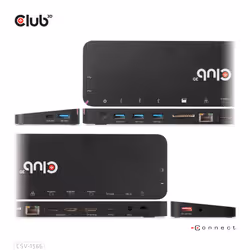 CLUB3D CSV-1566 station d'accueil USB 3.2 Gen 1 (3.1 Gen 1) Type-C Noir
