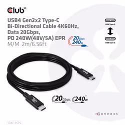 CLUB3D CAC-1575 câble USB 2 m USB4 Gen 2x2 USB C Noir - Vue supplémentaire 6