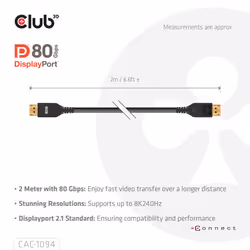 CLUB3D CAC-1094 câble DisplayPort 2 m Noir - Vue supplémentaire 7