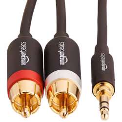 AmazonBasics Câble adaptateur RCA 3,5 mm vers 2 mâles - 4,57 m câble audio 4,5 m 3,5mm 2 x RCA Noir
