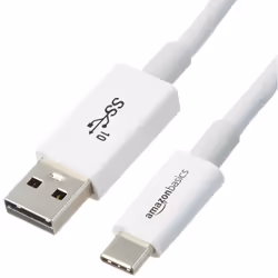 AmazonBasics L6LUC016-CS-R, 0,9 m, USB C, USB A, USB 3.2 Gen 2 (3.1 Gen 2), Blanc