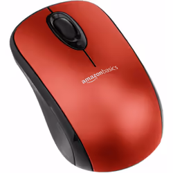 AmazonBasics MGR0975T-G55L, Droitier, Optique, RF sans fil, Rouge