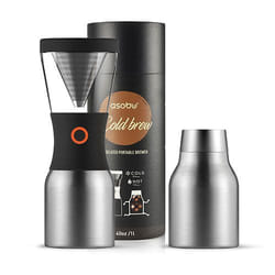 Asobu Cold Brew Cafetière avec infusion à froid Noir, Argent