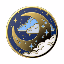 PopSockets Enamel Fly Me To The Moon, Grip, Bleu, Or, Bleu clair, Blanc, Métal, Universel, 1 pièce(s), 38,8 mm