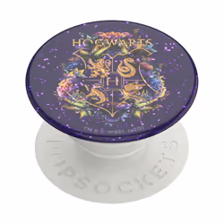 Pop Grip pour Smartphones - PopSockets - Standard - Design Hogwarts Floral Pailletés - Blanc - Ultr léger
