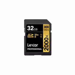 Lexar Professional 2000x, 32 Go, SDXC, Classe 10, UHS-II, 300 Mo/s, 260 Mo/s