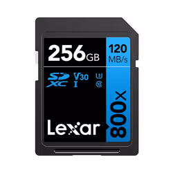 Lexar 800x, 256 Go, SDXC, Classe 10, UHS-I, 120 Mo/s, 45 Mo/s