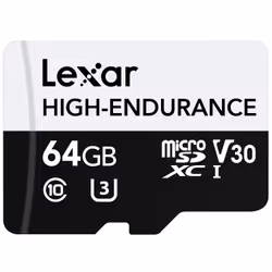 Lexar High-Endurance, 64 Go, MicroSDXC, Classe 10, UHS-I, Class 3 (U3), V30