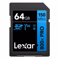 Lexar High-Performance 800xPRO, 64 Go, SDXC, Classe 10, UHS-I, 150 Mo/s, Class 3 (U3)