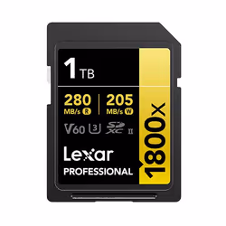 Lexar Professional 1800x, 1 To, SDXC, Classe 10, UHS-II, 280 Mo/s, 205 Mo/s