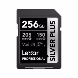 Lexar Professional SILVER PLUS, 256 Go, SDXC, Classe 3, UHS-I, 205 Mo/s, 150 Mo/s