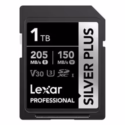 Lexar Professional SDXC SilverP UHS-I, 1 To, SDXC, UHS-I, 205 Mo/s, 150 Mo/s, Noir