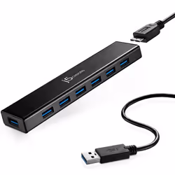 j5create JUH377, USB 3.2 Gen 1 (3.1 Gen 1) Micro-B, USB 3.2 Gen 1 (3.1 Gen 1) Type-A, 5000 Mbit/s, Noir, Aluminium, 0,9 m