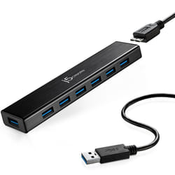 j5create JUH377 hub & concentrateur USB 3.2 Gen 1 (3.1 Gen 1) Micro-B 5000 Mbit/s Noir